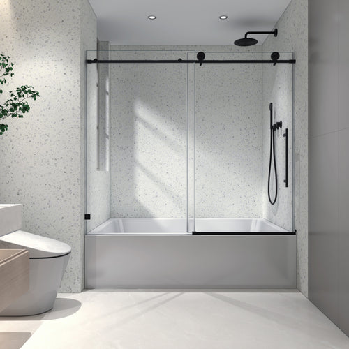 Matte Black Frameless Shower Door 70MM Stainless Steel Soft Close