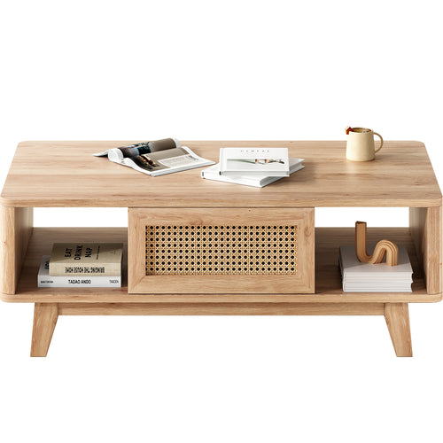Coffee Table, Mid Century Living Room Tables with Storage, Modern Square with