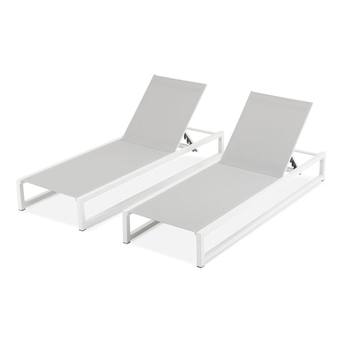 5-Level Adjustable Outdoor Chaise Lounge Aluminum Textilene