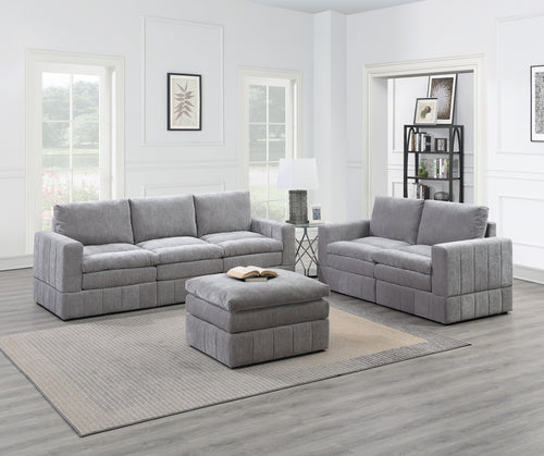 6-Piece Modular Sectional Sofa Set Granite Morgan Fabric