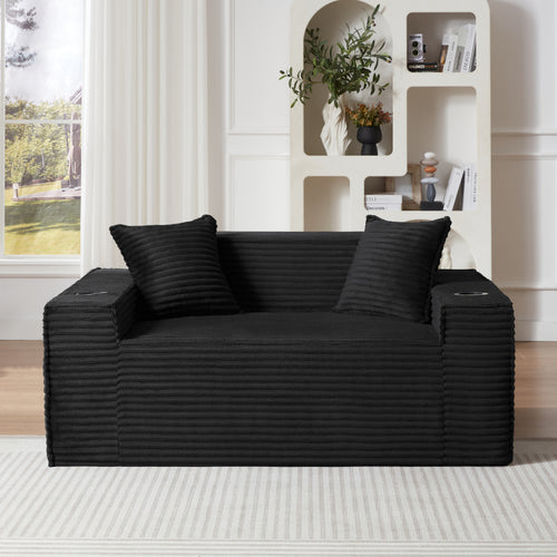 2-Seat Foam Loveseat Black 61"