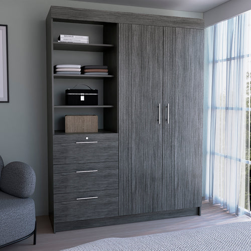 3-Drawer Engineered Wood Dresser Smoke Grey 59"