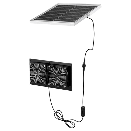 Solar Powered Dual Fan 15W Greenhouse Ventilation System