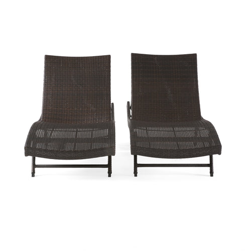 Modern PE Wicker Chaise Lounge Brown Rattan 79.25