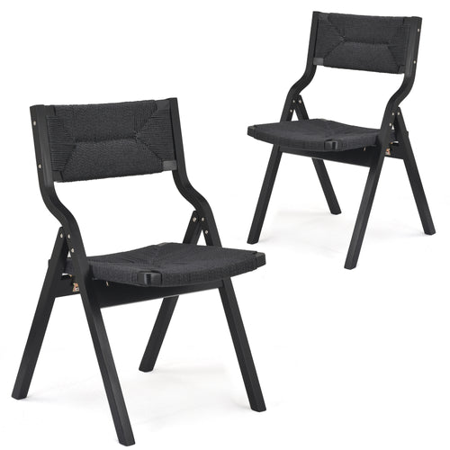 Wooden Folding Dining Chairs Set of 2 Stackable Kitchen