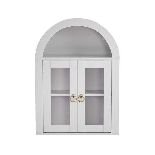 Wall Mounted Arched Glass Door Cabinet with Light