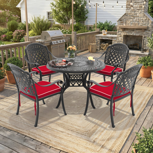 Outdoor Patio Set Cast Aluminum 5 Piece Stackable