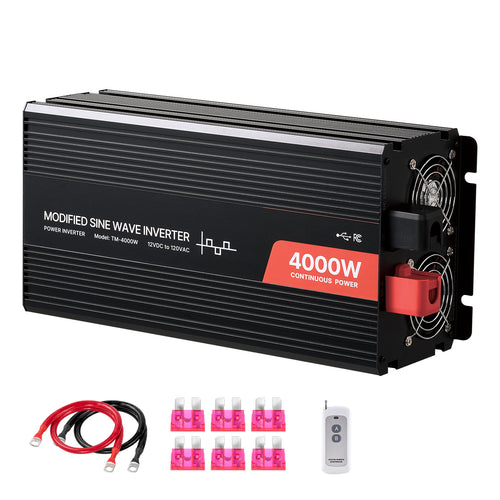 4000W Modified Sine Wave Power Inverter, 12V to 120V, LCD, USB, for RV Truck