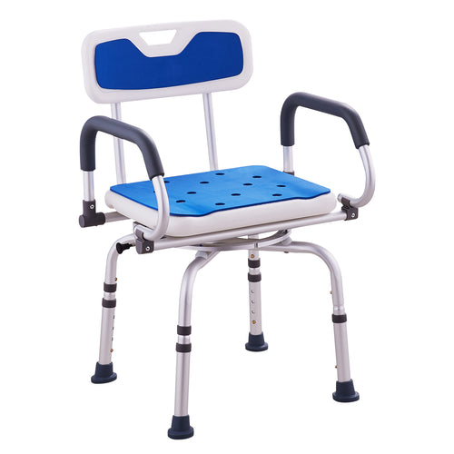 Shower Chair 360 Degree Swivel Aluminum 400 LB Pivoting Arms Adjustable