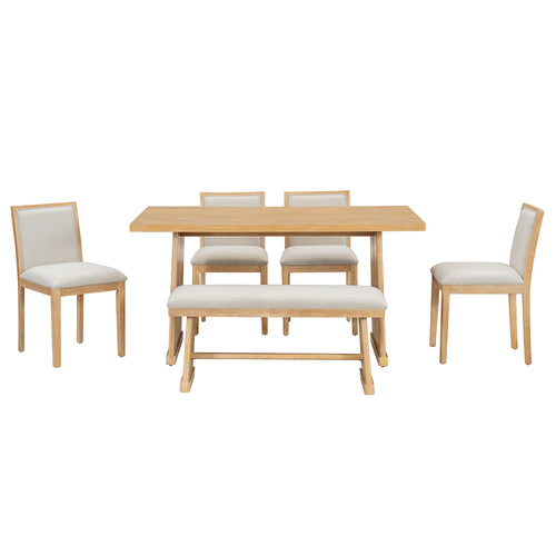 Rustic Farmhouse Dining Set Rectangular Table Chairs Bench