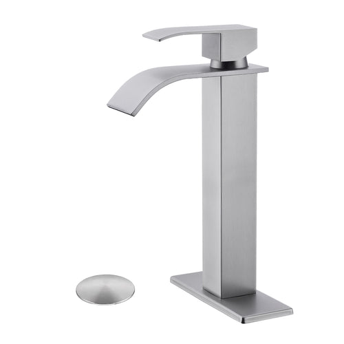 Waterfall Single Handle Bathroom Sink Faucet Pop-Up Drain
