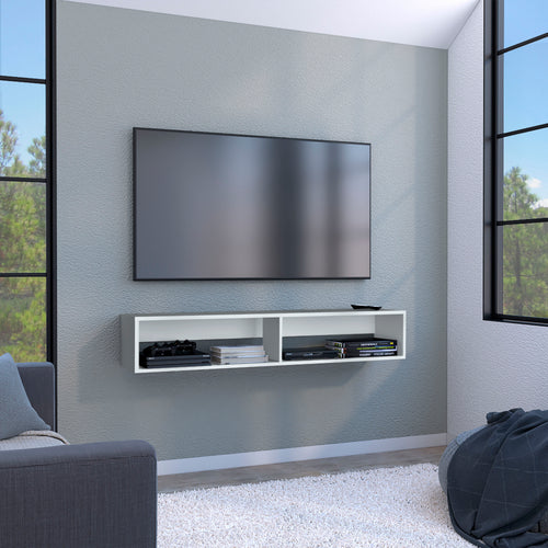59" Floating TV Stand with Open Shelves and Cable Management