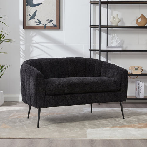 50" Upholstered Chenille Mini Loveseat, Channel Tufted 2-Seater