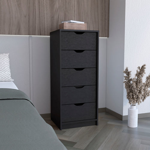 5 Drawer Tall Dresser Pull Out System Black