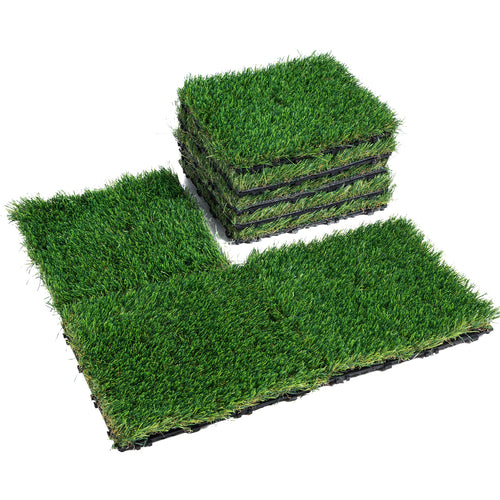 Interlocking Artificial Grass Tiles 18 Pack 12"x12" Outdoor