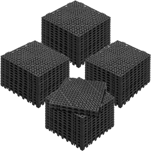 12" x 12" Black Interlocking Drainage Floor Tiles, 50 Piece Set