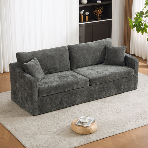 Extra-Large Double-Seater Sofa, 86.61" Wide, Charcoal Chenille