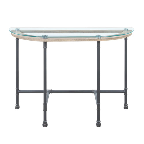 Brantley Clear Glass Sandy Gray Sofa Table
