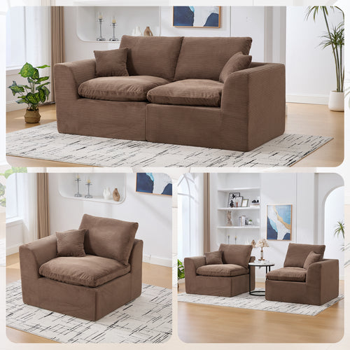Modular Sectional Sofa 2 Seater Cloud Couch Removable Covers