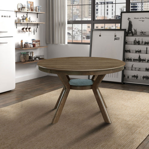 47.24" Round Rubber Wood Dining Table for 4-6 People Oak