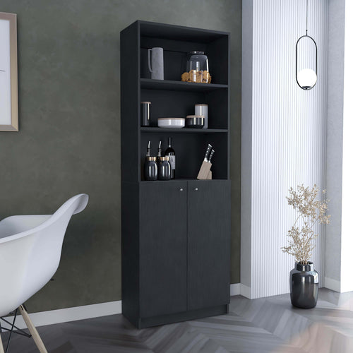 Modern 2-Door Bookcase with Multi-Tier Shelves Storage Unit