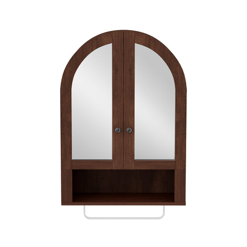 Wall Mounted Arched Mirrored Cabinet with Adjustable Shelves