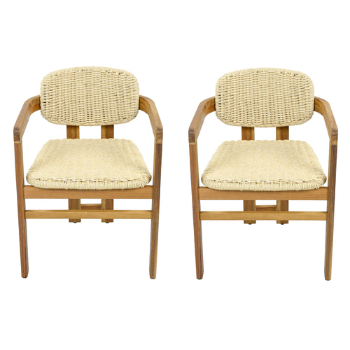 Outdoor Woven Rattan Accent Chairs Set - 2 Person Patio Seating
