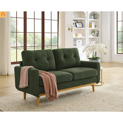 Loveseat Mid Century Modern Polyester Antique Green 67.7in