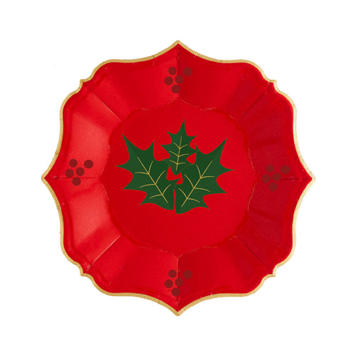 Red Christmas Dessert Plates