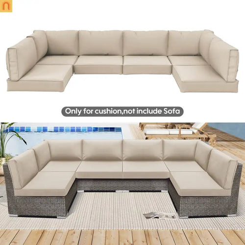 Outdoor Cushion Replacement Set Polyester Beige 14 Piece