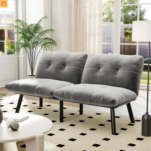 Sofa Bed Convertible Velvet Gray Twin Adjustable Back 800 lb 62in