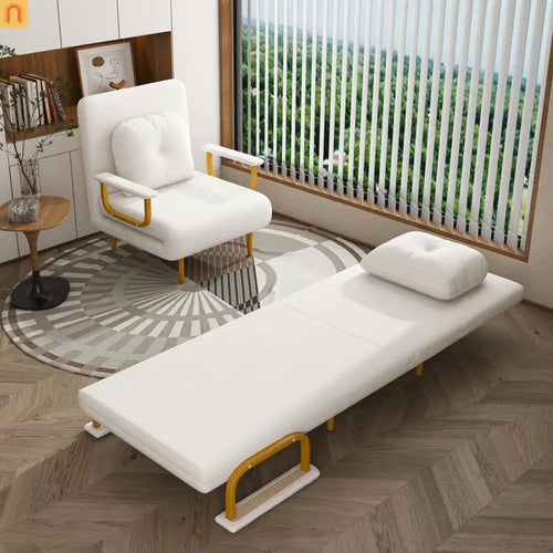 Sofa Bed 3-in-1 Convertible Linen White 72in Adjustable 440 lb