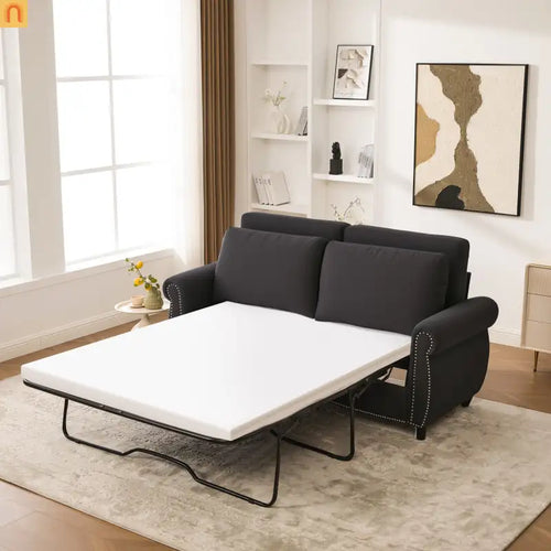 Mattress Memory Foam 3in Pull-Out Sofa Bed Dark Gray Linen Queen