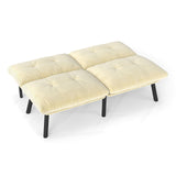 Fabric Sleeper Sofa Foldable Cream 63"
