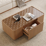 Rectangular Engineered Wood Coffee Table with Storage Natural Walnut