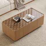 Rectangular Engineered Wood Coffee Table with Storage Natural Walnut