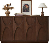 4 Door Accent Cabinet with Solid Wood Carved Doors, Adjustable Shelves