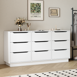 9-Drawer Engineered Wood Dresser White 63"