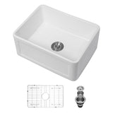 Ceramic White 24 inch Farmhouse Single Bowl Kitchen Sink