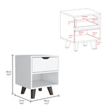 Modern Wood Nightstand with Drawer and Open Storage Shelf