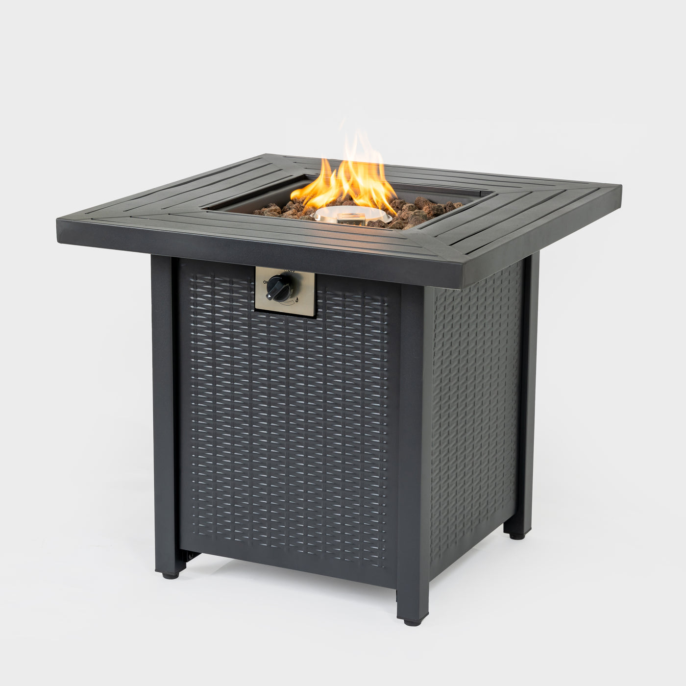28" Iron Square Propane Fire Pit Table