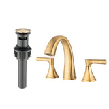 Brushed Gold 3-Hole Widespread Bathroom Sink Faucet with Drain