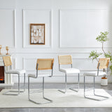 Set of 4 Faux Leather Bar Stool White