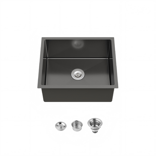 Stainless Steel Undermount Kitchen Sink 23"x19" Single Bowl Black