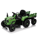 Ride on Tractor with Trailer,24V 400W Powered Electric Tractor Toy w/Remote Cont