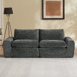 Sofa Modern Chenille Dark Gray 2 Seat with Footrest Compact 85 In