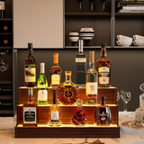LED Liquor Bottle Display Shelf 24" App Remote Control Walnut