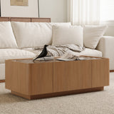 Rectangular Engineered Wood Coffee Table with Storage Natural Walnut