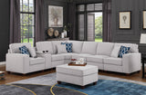 Linen Sofa with Ottoman Light Gray 125"