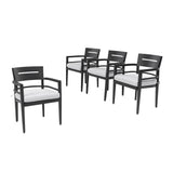 Set of 4 Outdoor Aluminum Dining Chairs Sunbrella Cushions